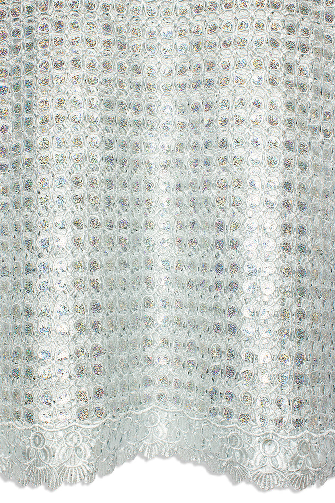 GPR099-WHT - Sequined Guipure Lace - White