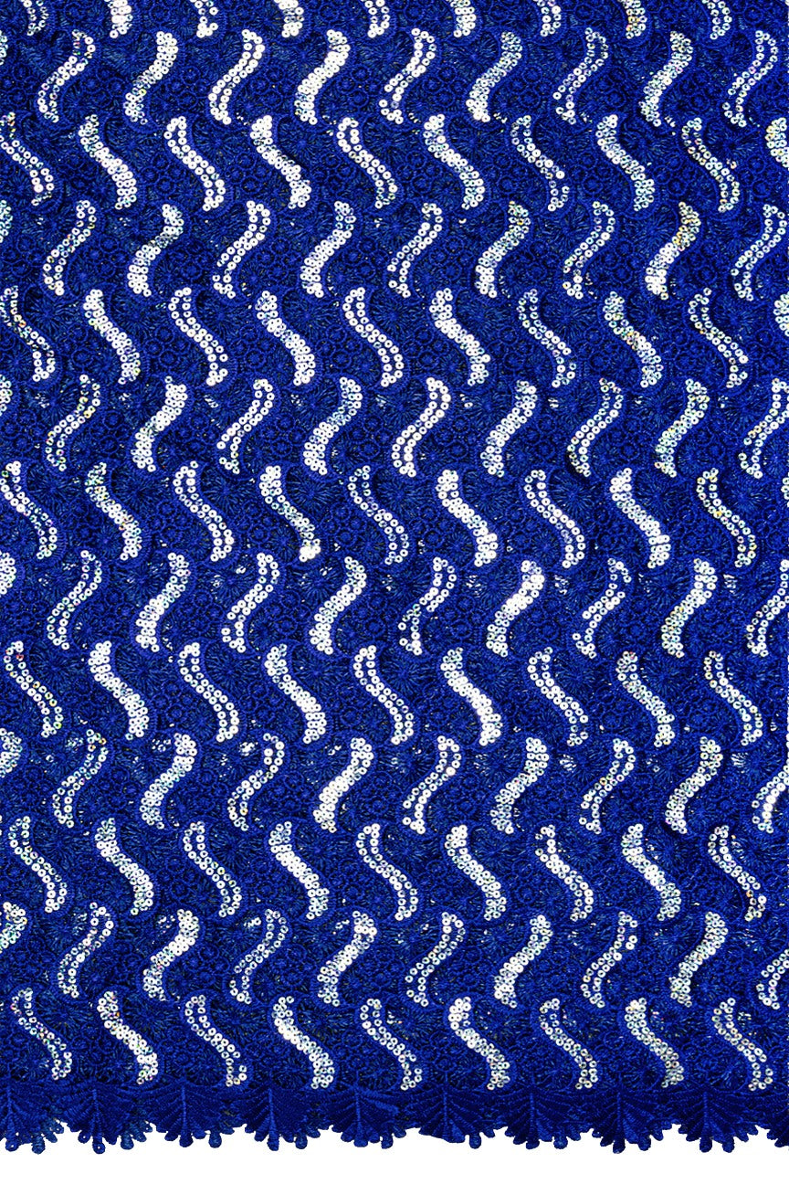 GPR108-DBL - Sequined Guipure Lace - Deep Blue