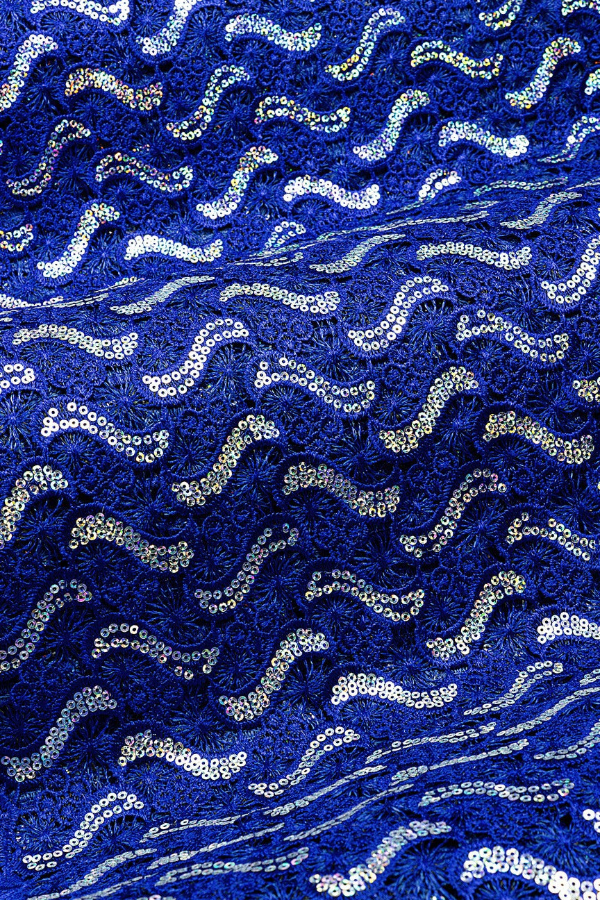 GPR108-DBL - Sequined Guipure Lace - Deep Blue