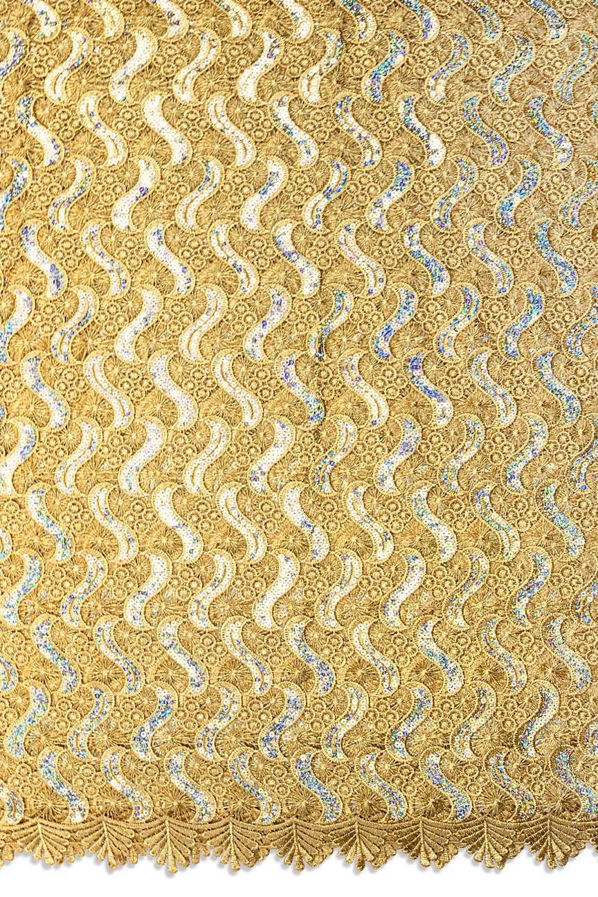 GPR108-GLD - Sequined Guipure Lace - Gold
