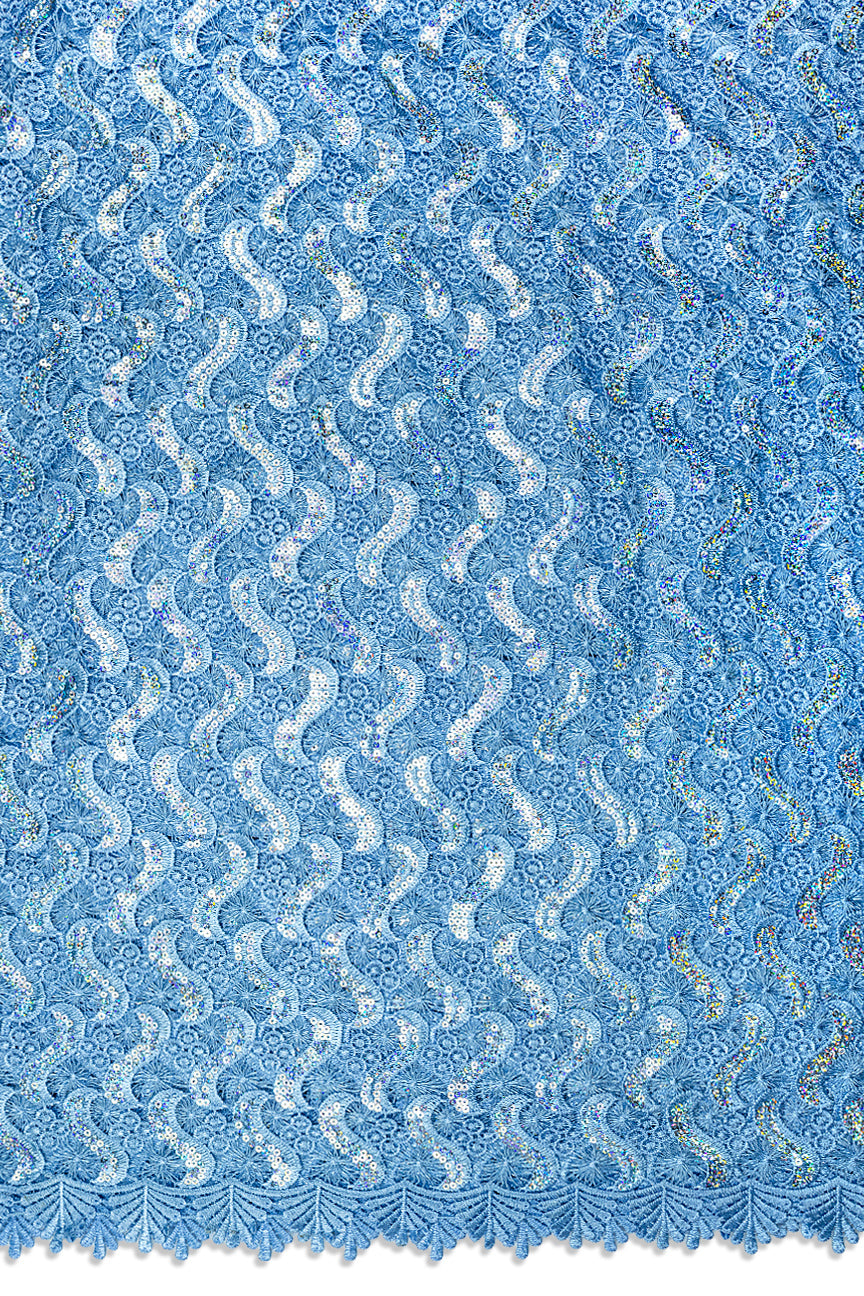 GPR108-SKB - Sequined Guipure Lace - Sky Blue