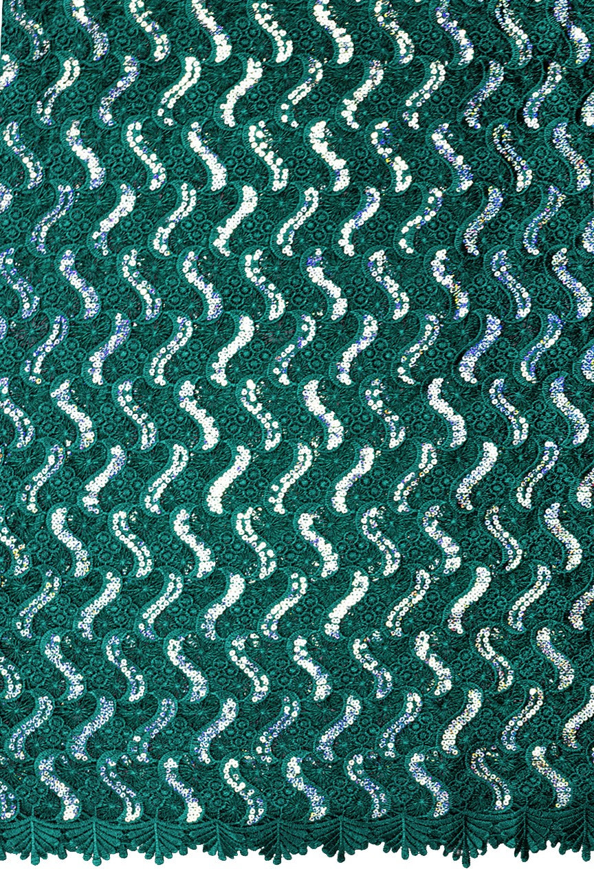 GPR108-TLG - Sequined Guipure Lace - Dark Teal Green
