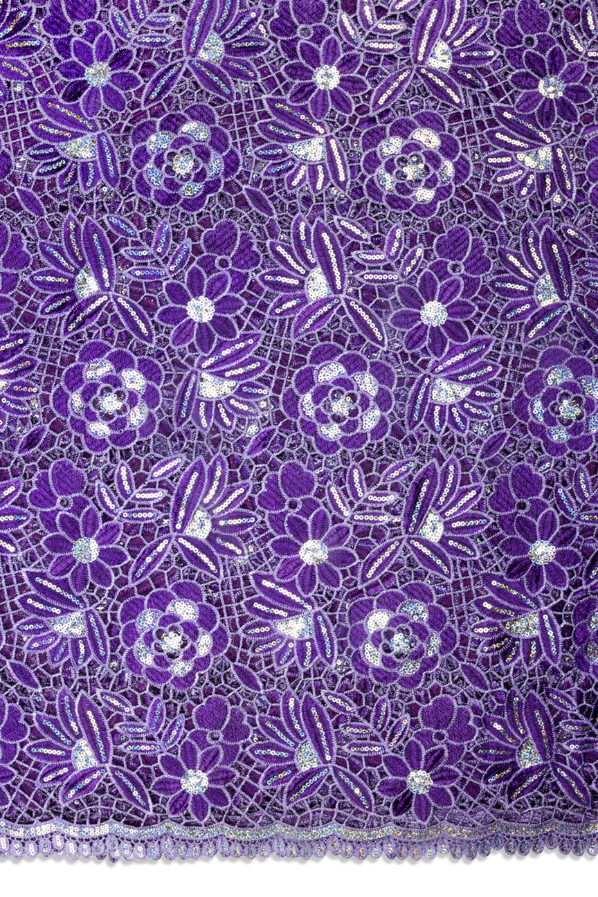 GPR109-PUR - Sequined Guipure Lace - Purple & Lilac