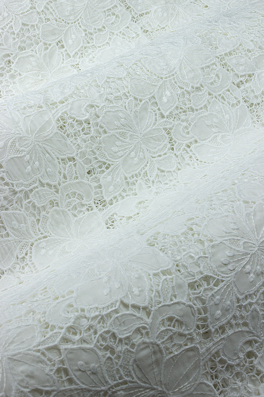 GPR110-WHT - Guipure Organza Lace - White