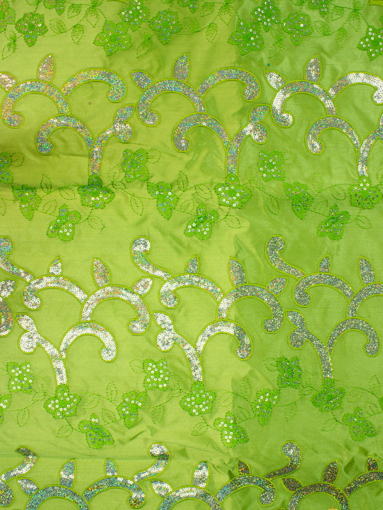 HTS066-LMG - Embroidered Headtie with Sequins - Lime Green