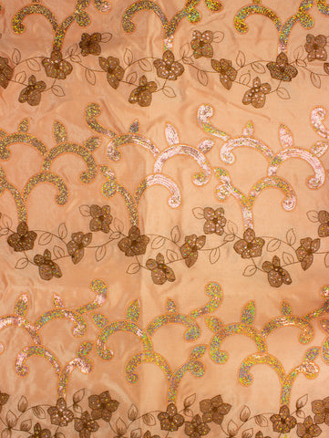 HTS066-PCH - Embroidered Headtie with Sequins - Peach