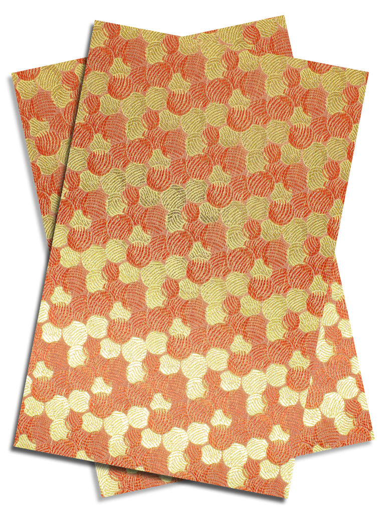 IPG098-COR - Sego Jacquard Gele & Ipele (2pc set) - Coral & Gold