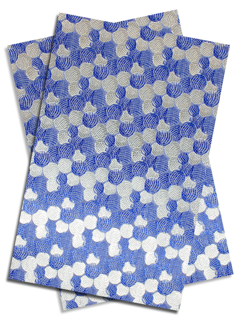 IPG098-RBL - Sego Jacquard Gele & Ipele (2pc set) - Royal Blue & Silver