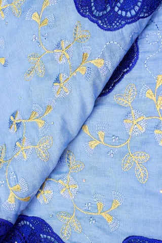 IRE583-SKB - Voile Lace - Sky Blue & Royal Blue