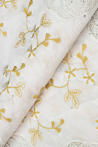 IRE583-WGD - Voile Lace - White & Gold