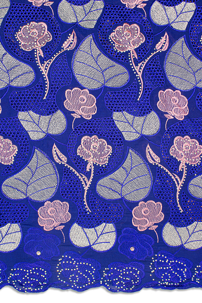IRE584-RBL - Voile Lace - Royal Blue & Pink