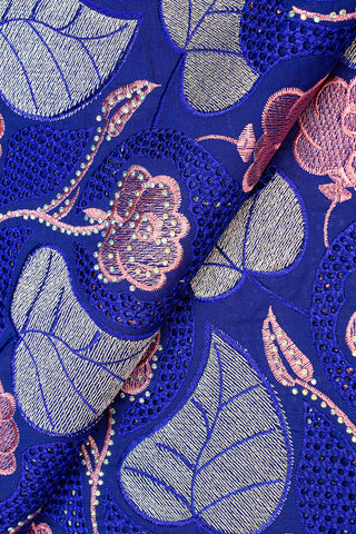 IRE584-RBL - Voile Lace - Royal Blue & Pink
