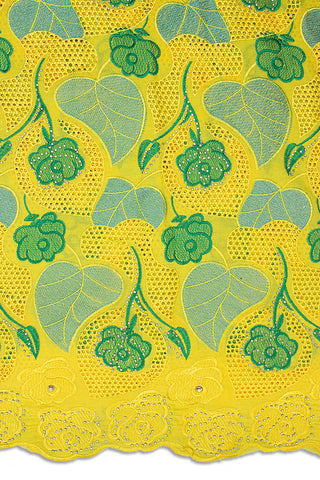 IRE584-YEL - Voile Lace - Yellow & Forest Green