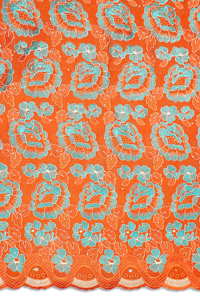 IRE585-BOR - Voile Lace - Burnt Orange & Mint