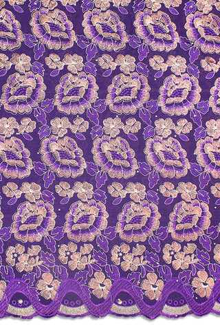 IRE585-PUR - Voile Lace - Purple & Peach