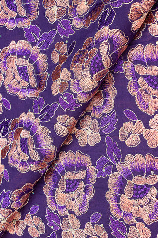 IRE585-PUR - Voile Lace - Purple & Peach