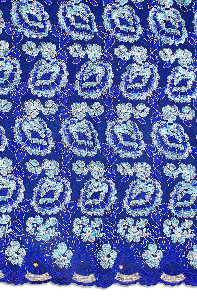 IRE585-RBL - Voile Lace - Royal Blue & Aqua