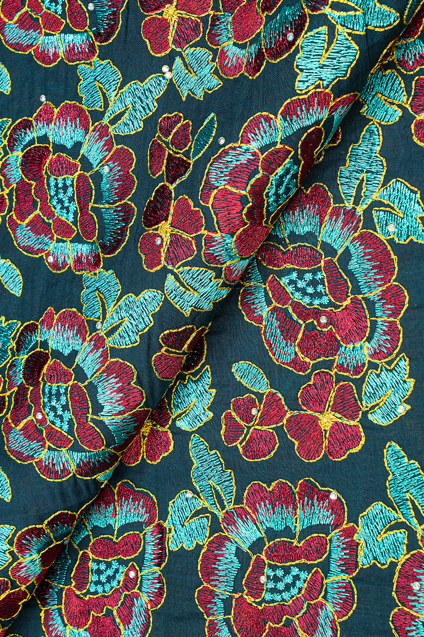 IRE585-TLG - Voile Lace - Teal & Wine