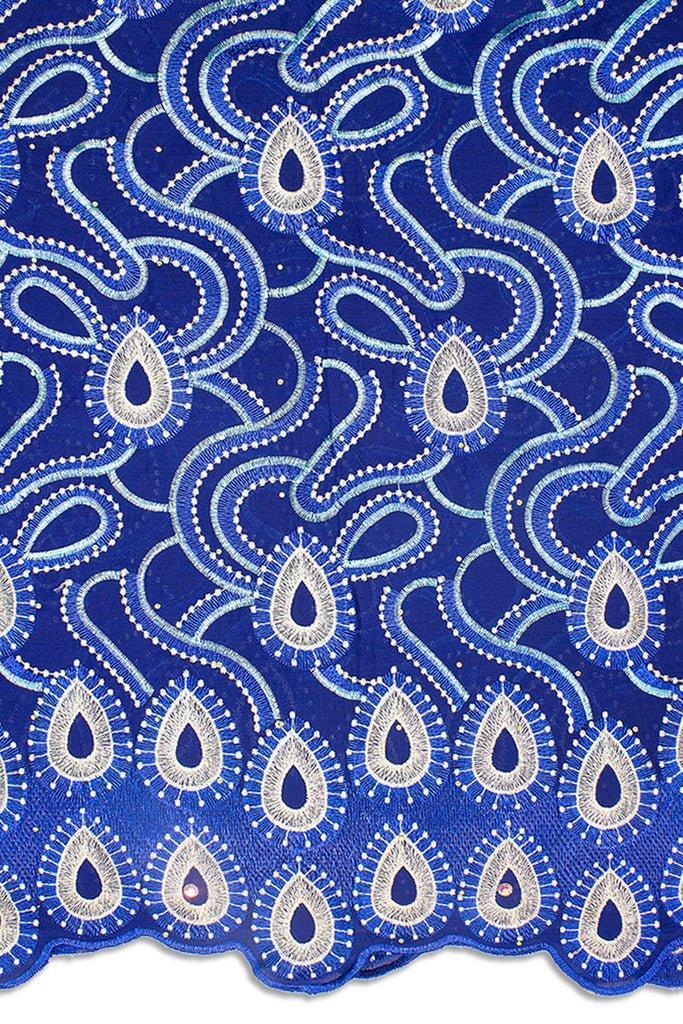 IRE586-RBL - Voile Lace - Royal Blue & Aqua