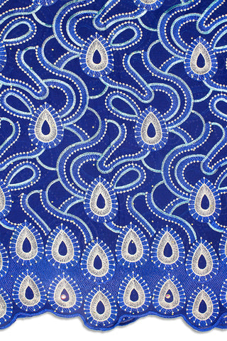 IRE586-RBL - Voile Lace - Royal Blue & Aqua