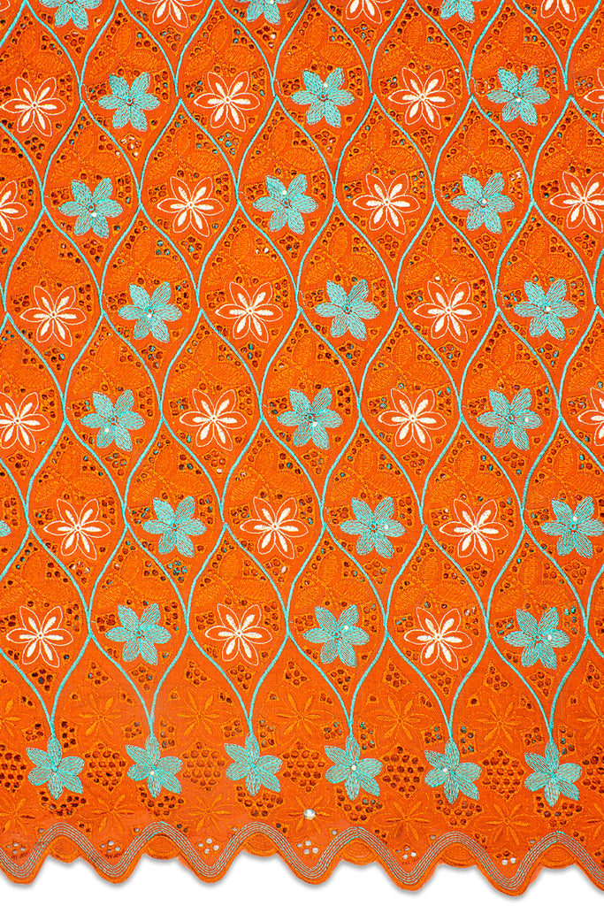 IRE588-BOR - Voile Lace - Burnt Orange, Mint, Light Gold
