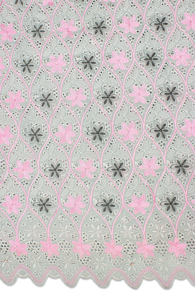 IRE588-GRY - Voile Lace - Grey, Pink & Black
