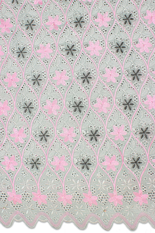 IRE588-GRY - Voile Lace - Grey, Pink & Black