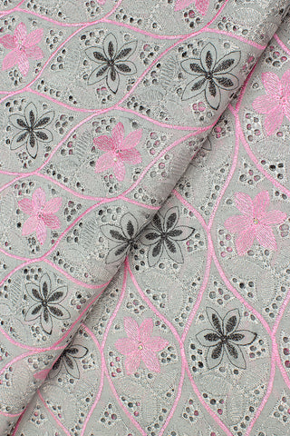 IRE588-GRY - Voile Lace - Grey, Pink & Black