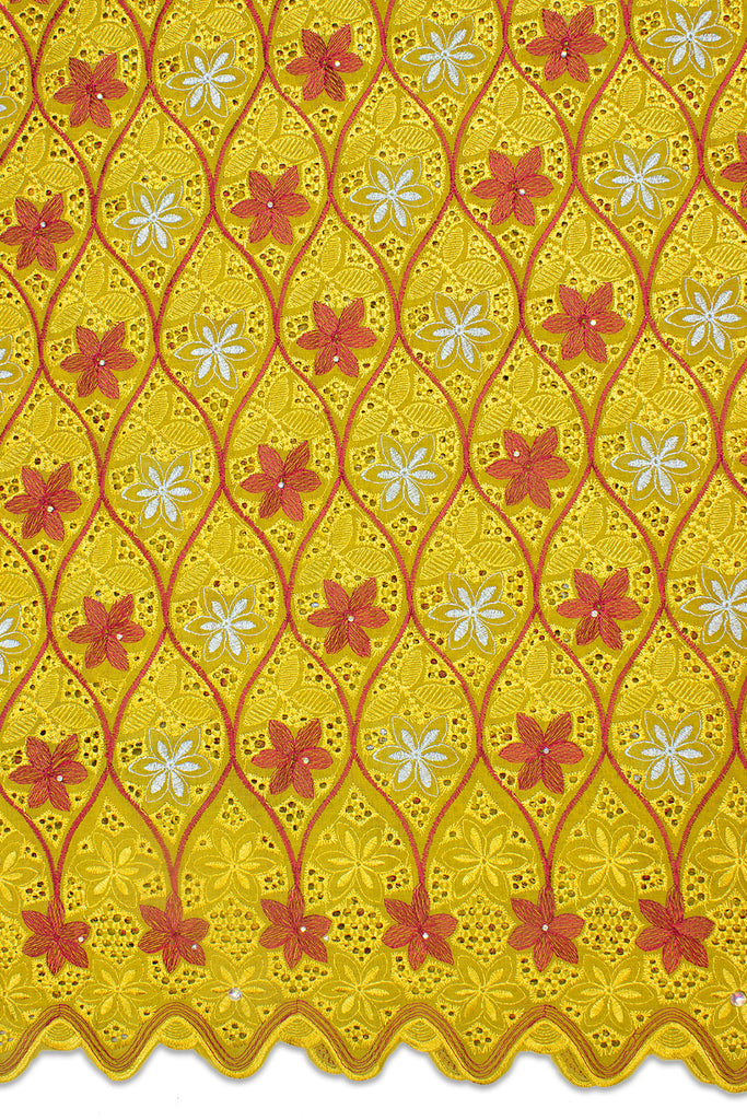 IRE588-MUS - Voile Lace - Mustard Gold, Wine & Aqua