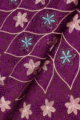 IRE588-PLM - Voile Lace - Plum, Onion Pink & Turquoise
