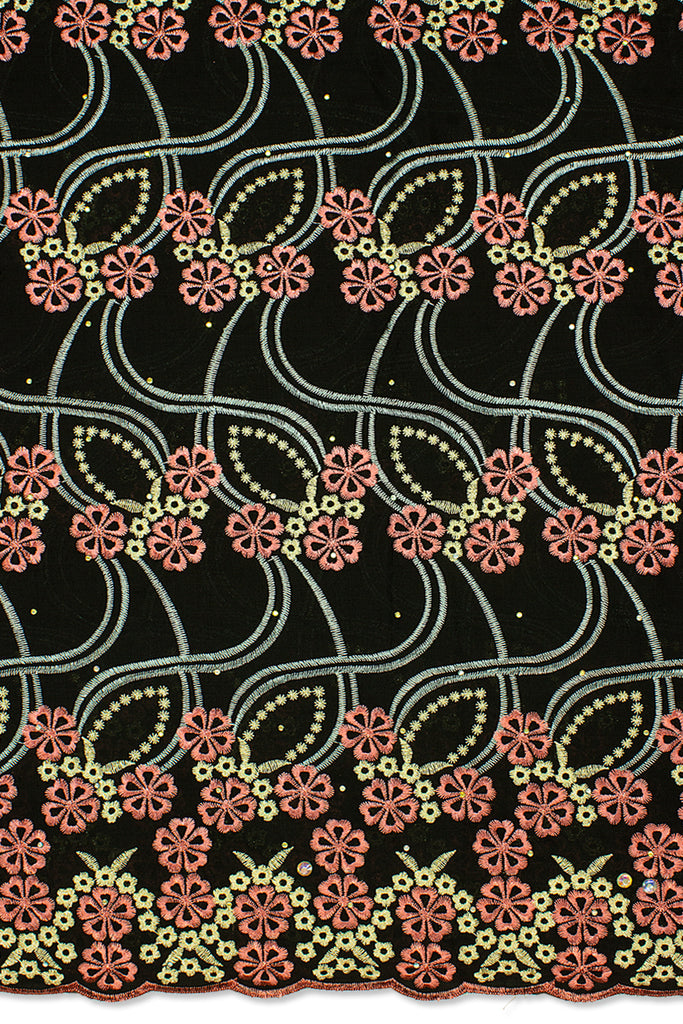 IRE590-BLK - Voile Lace - Black & Onion Pink