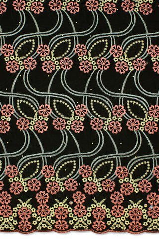 IRE590-BLK - Voile Lace - Black & Onion Pink
