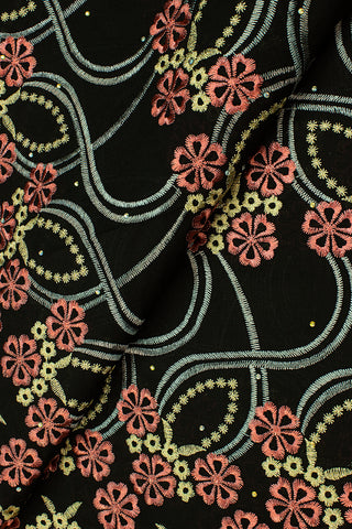 IRE590-BLK - Voile Lace - Black & Onion Pink