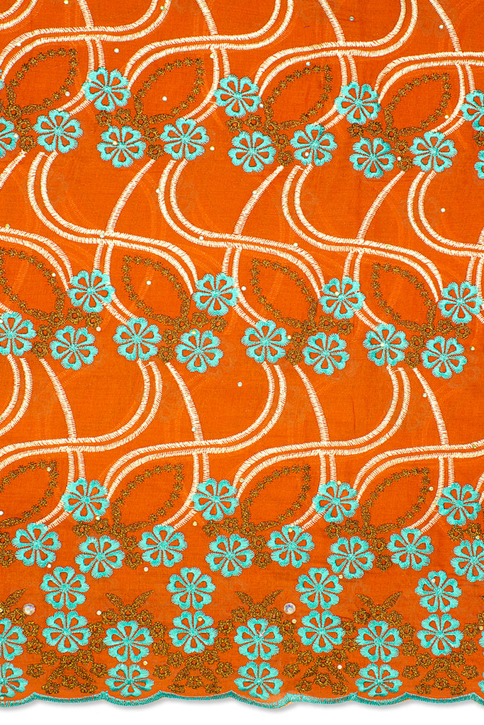 IRE590-BOR - Voile Lace - Burnt Orange & Mint