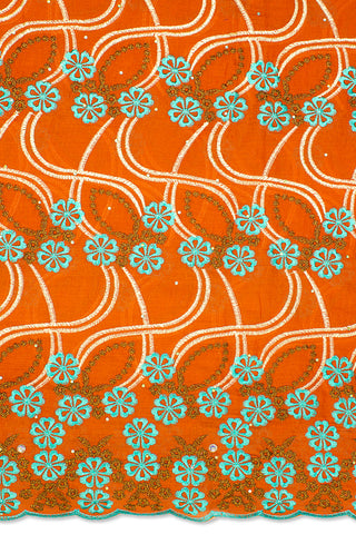 IRE590-BOR - Voile Lace - Burnt Orange & Mint