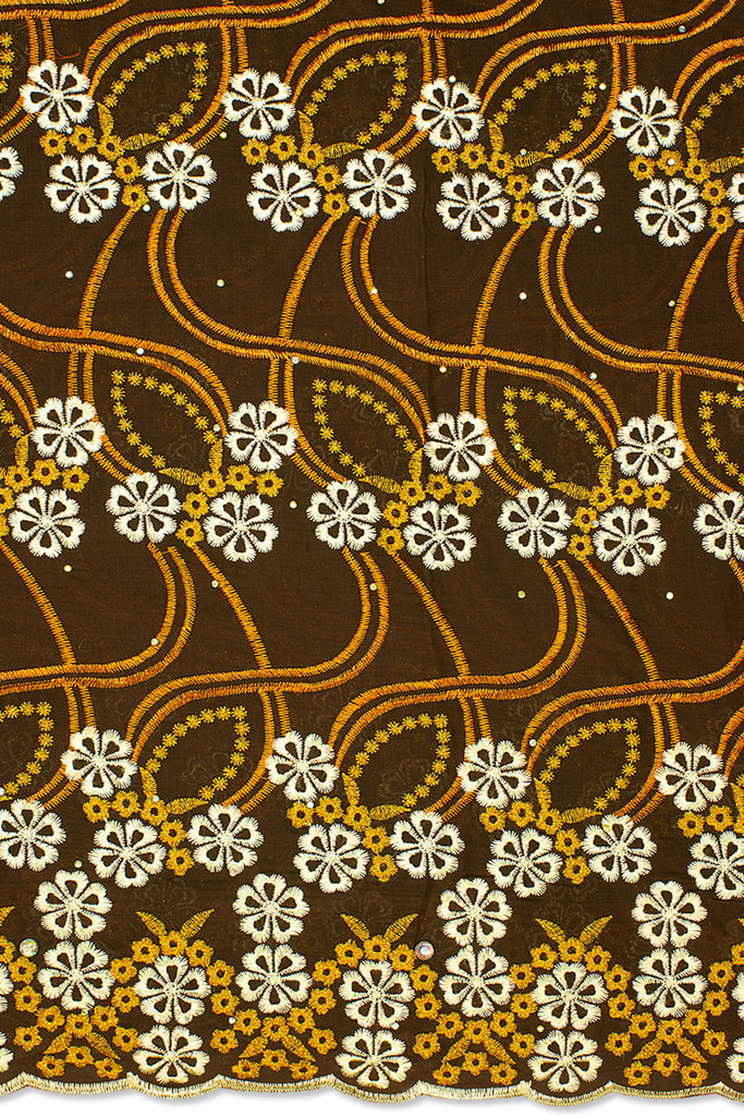 IRE590-CHO - Voile Lace - Chocolate Brown & Beige