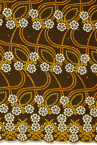 IRE590-CHO - Voile Lace - Chocolate Brown & Beige