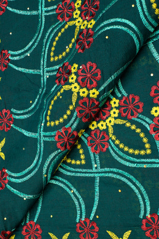 IRE590-TGL - Voile Lace - Teal Green & Wine