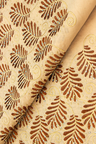 IRE593-BGE - Voile Lace - Beige, Chocolate & Gold