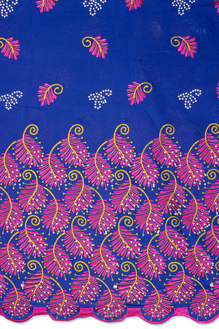 IRE593-RBL - Voile Lace - Royal Blue, Fuchsia & Gold