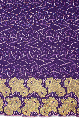 IRE594-PUR - Voile Lace - Purple, Lilac & Gold