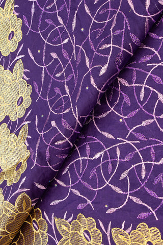 IRE594-PUR - Voile Lace - Purple, Lilac & Gold