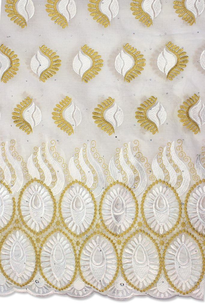 IRE599-WGD - Voile Lace - White & Gold