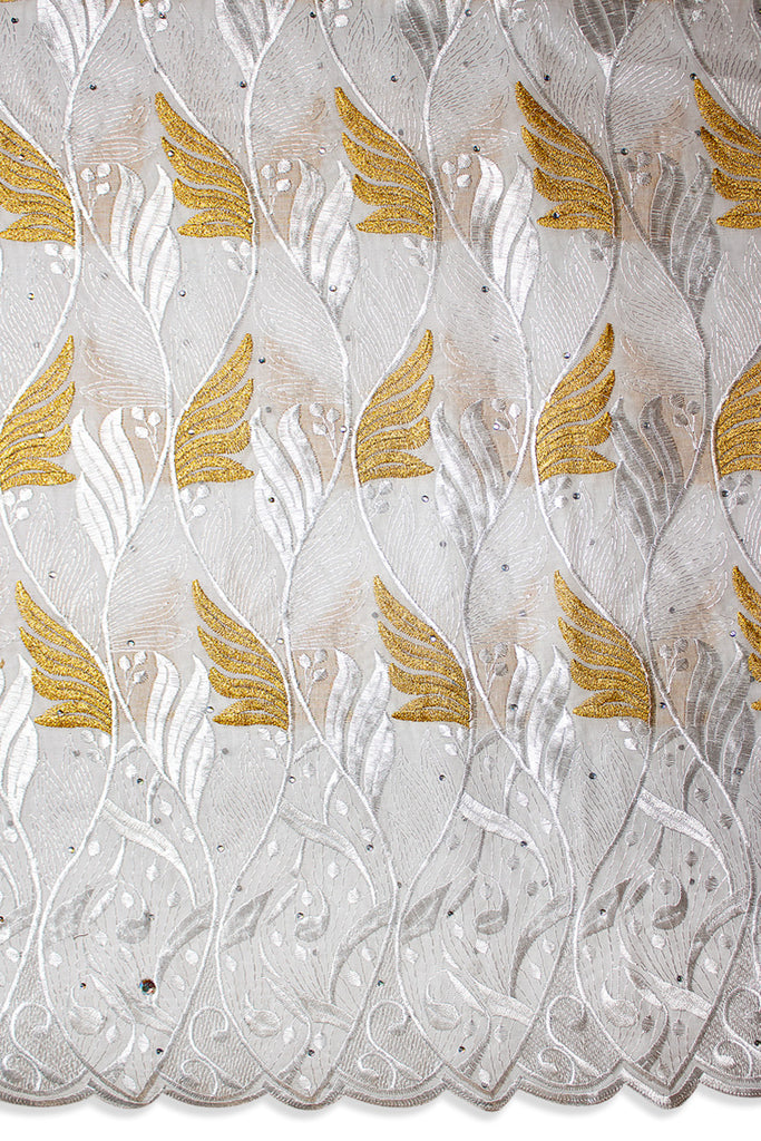 IRE603-WGD - Voile Lace - White & Gold