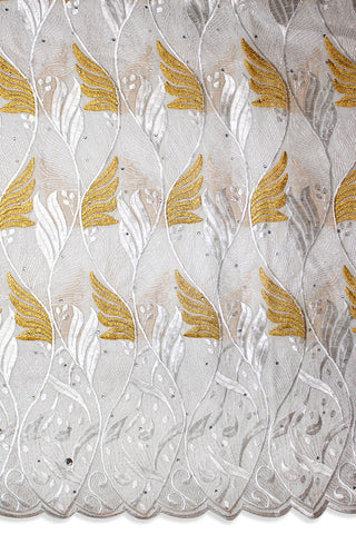 IRE603-WGD - Voile Lace - White & Gold