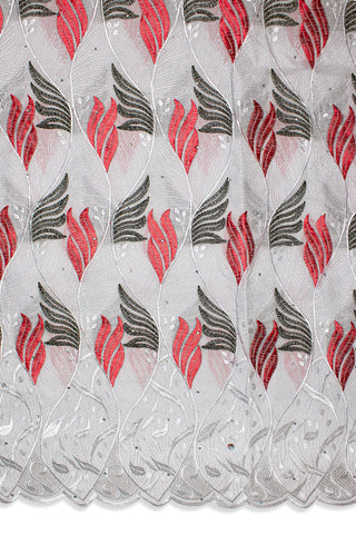 IRE603-WTR - Voile Lace - White & Red