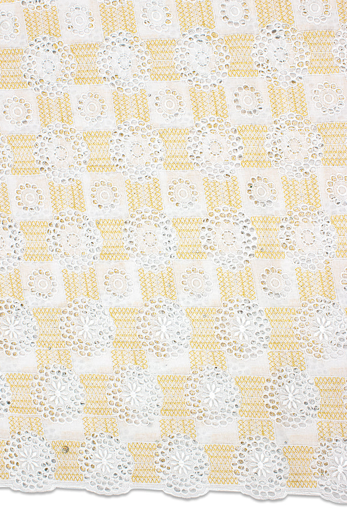 IRE609-WGD - Voile Lace - White & Gold