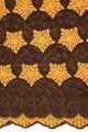 IRE610-CHB - Voile Lace - Chocolate Brown, Orange & Gold