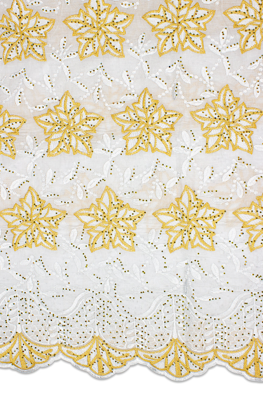 IRE610-WGD - Voile Lace - White & Gold