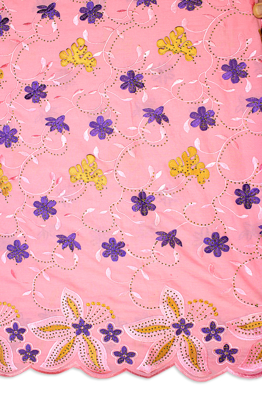IRE611-PNK - Voile Lace - Pink, Gold & Purple